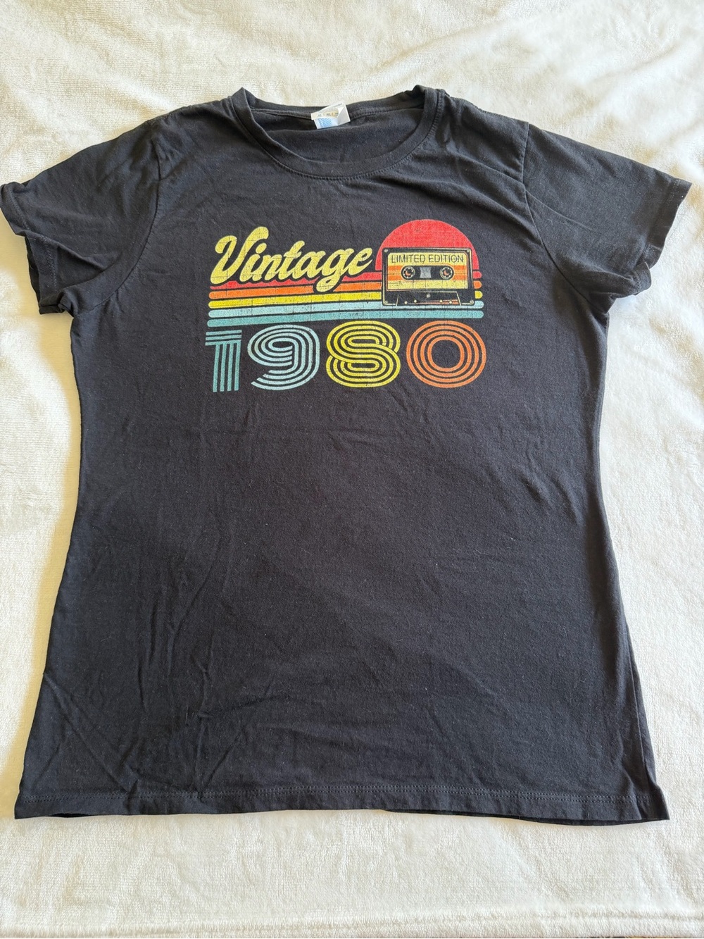 Women's Black Short-Sleeve 'Vintage 1980' Graphic Tee